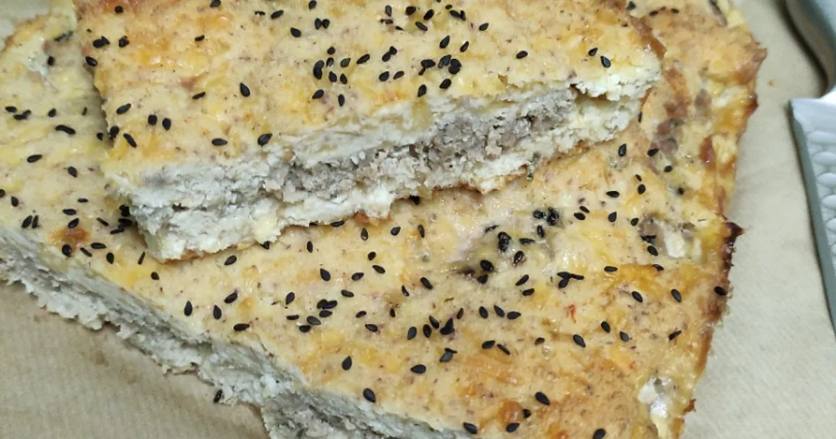 Сырно-творожный Кето пирог с мясом